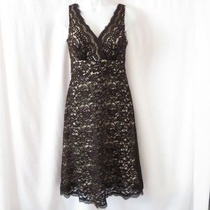 White House Black Market Lace Party Black and White Dress